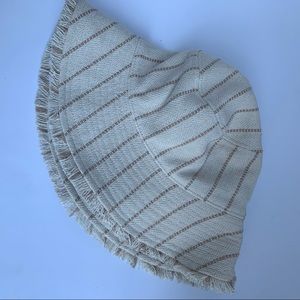 Target Cream and Tan Striped Fringed Bucket Hat